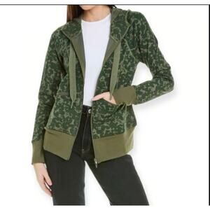 Cabi Green Camo Print Full Zip Hoodie Jacket Thumbholes Casual Size M